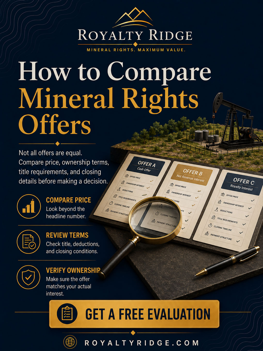 #MineralRights #SellMineralRights #MineralOwners #RoyaltyRidge #OilAndGas #MineralRightsEvaluation #EnergyAssets #RoyaltyInterests #Landowners #TexasMinerals